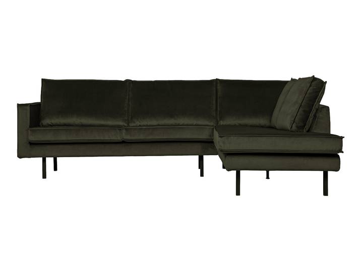 WOOOD Hoekbank Rodeo Rechts, Velvet - Dark Green - BePureHome