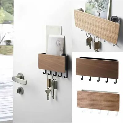 Inspire Daily Merch Bamboo Wall Key Hanger & Coat Rack Stylish Home Organizer With Hooks bamboo Board White