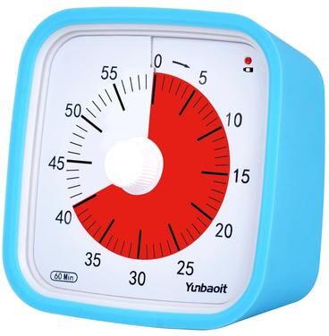 ModernMart Silent Visual Timer For Kids,Yunbaoit VT01 60 Minute Countdown Clock With Protective Case For Focus, Study & Classroom blue
