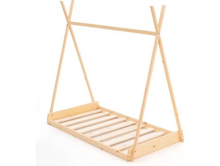 Lit d'Enfant Tipi Montessori en Bois Écologique Robincool Tipi Dreams 150x75x138 cm pour Matelas de 140x70 cm Guirlande LED