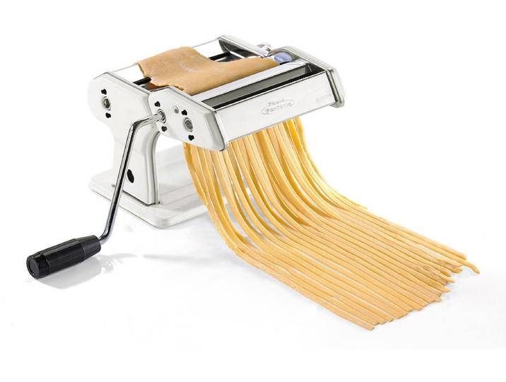 Nudelmaschine GEFU PASTA PERFETTA , bunt (silberfarben, weiß), B:20cm H:15cm T:33cm, Nudelmaschinen, Nudelmaschine, frische Pasta leicht gemacht, intuitive Bedienung, Edelstahl