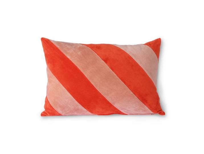 HKliving - Striped Samt-Kissen, 40 x 60 cm, rot / pink