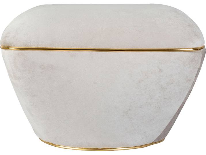 Sitzhocker KAYOOM Hocker Contessa 125, vielseitig einsetzbarer Allrounder, elegante Form , grau (taupe, gold), B:60cm H:42,5cm T:60cm, Bezug: 50% Baumwolle 50% Acryl / Korpus: Pappelholz, Hocker, Sitzhocker, komfortabel, hochqualitativ, pflegeleicht, elegante Form