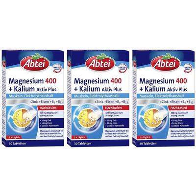 Abtei Magnesium 400+Kalium Tabletten 3x 3x30 St