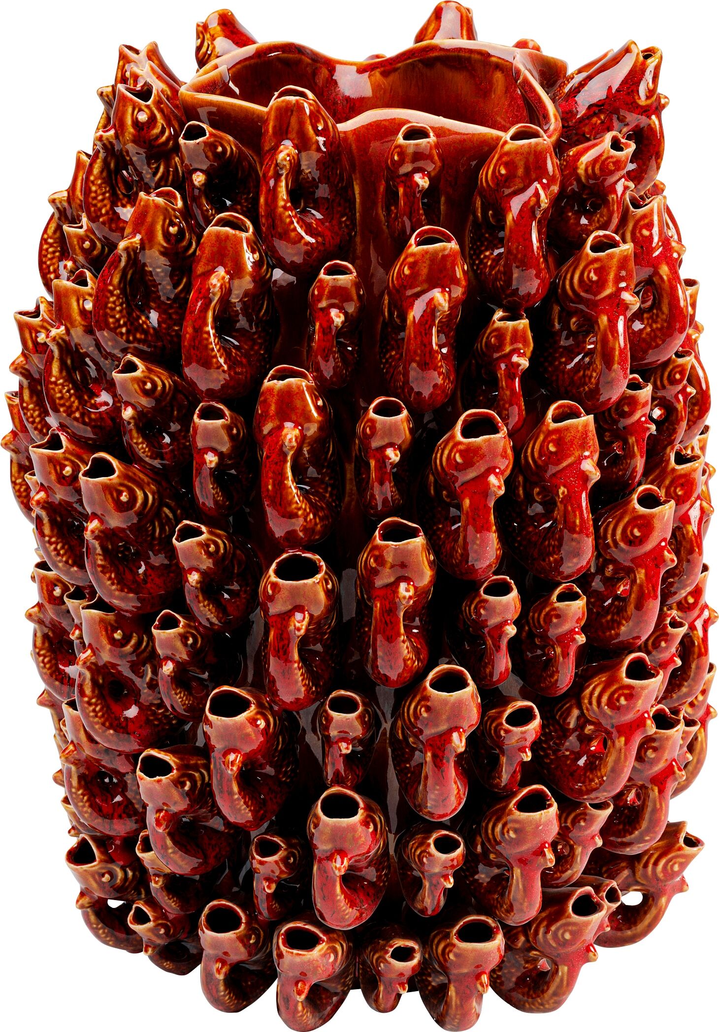 Dekovase KARE DESIGN "Goldfish", rot, B:36,5cm H:46,5cm T:36cm, Steingut, Vasen, Dekovase, 47 oder 63 cm rot B/H/T: 36,5cm x 46,5cm x 36cm