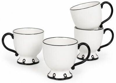 SANGO Splash of Cheers Large Mugs Set of 4, 16 oz Stoneware White Coffee Mugs, Ceramic Drinkware for Coffee or Tea