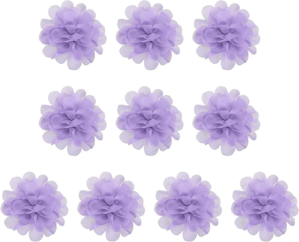 10 stuks Chiffon Bloemen Stof Applicaties voor DIY Knutselen in Lavendel