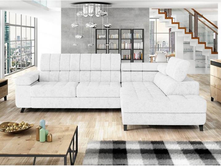 MIRJAN24 Ecksofa Nord, mit Bettkasten und Schlaffunktion, Typs L , Einstellbare Kopfstützen, 264x203x73 cm