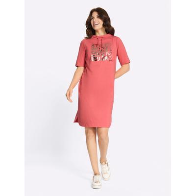 Jerseykleid CLASSIC BASICS "Jersey-Kleid", Damen, Gr. 56, Normalgrößen, koralle, Jersey, 100% Baumwolle, bedruckt, gemustert, mehrfarbig, kurz, Kleider Jerseykleid