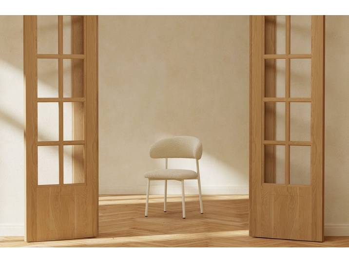 2er Set - Esszimmerstuhl Fernand in Beige mit Stahlgestell - Beige - Luxusbetten24