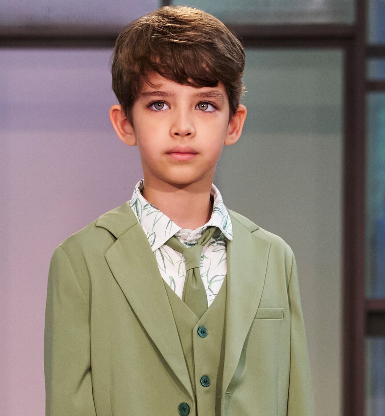 Krawatte IDO "BOY ACCESSORIES", Jungen, grün (sage grün), Kunstfaser, Krawatten Krawatte