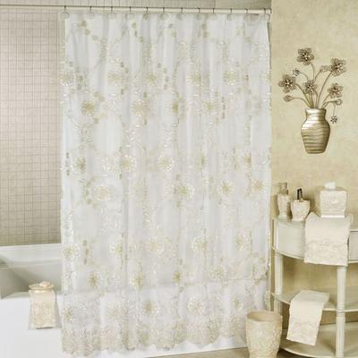 Popular Bath Product Victoria Sheer Embroidered Shower Curtain Champagne 70 x 72, 70 x 72, Champagne