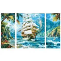 Segelschiff in der Südsee Triptychon – Malen nach Zahlen