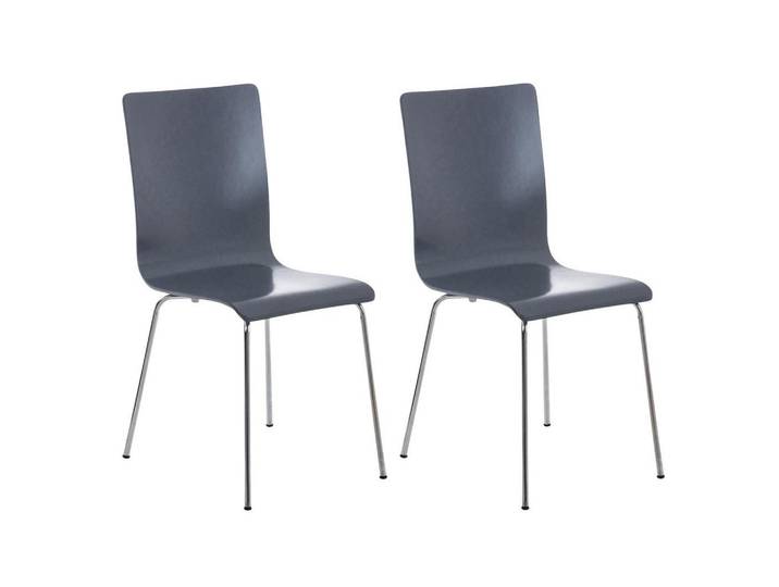 CLP Besucherstuhl 2er Set Holz grau, Grau, Metall, 43x87x47 cm, Büromöbel, Bürostühle, Besucherstühle