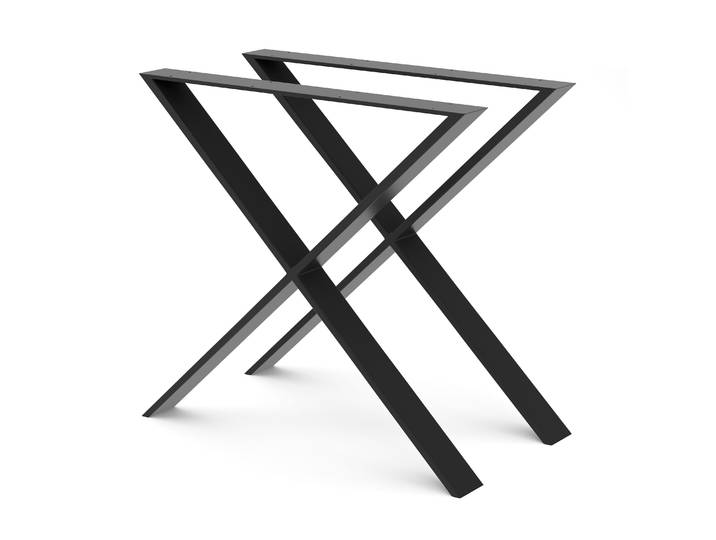 Tischgestell Stahl X-Form 80 x 71 cm 2er Set schwarz