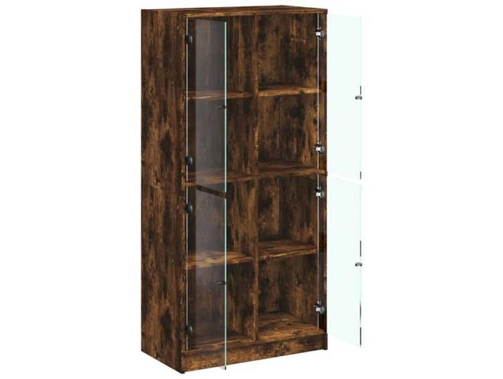 Buffet haut élégant - ECOHOME - bois d'ingénierie - chêne fumé - 68 x 37 x 142 cm - avec portes@874818