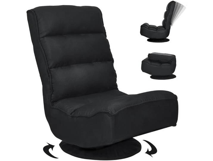RELAX4LIFE Chaise de Sol Pliable Réglable en 5 Positions Fauteuil au Sol à 360° en Fer Chaise de Meditation pour Lire/Reposer