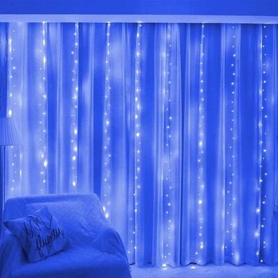 Uplift Picks LumiCascade LED Curtain Lights 3M 6M USB Fairy Lights With Remote blue 3x1 M