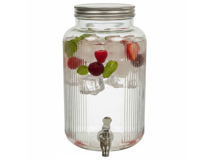 Home Deco Factory Drankdispenser met kraantje - 5 liter - groen transparant glas - limonadetap - waterdispenser - 18 x 30 cm