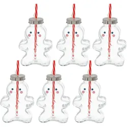 Novaliv, Tasse, 6X Tassen Glühwein 440 ml Personalisierte Weihnachtstasse mit Trinkhalm - Lebkuchenmann als (440 ml, 6x)