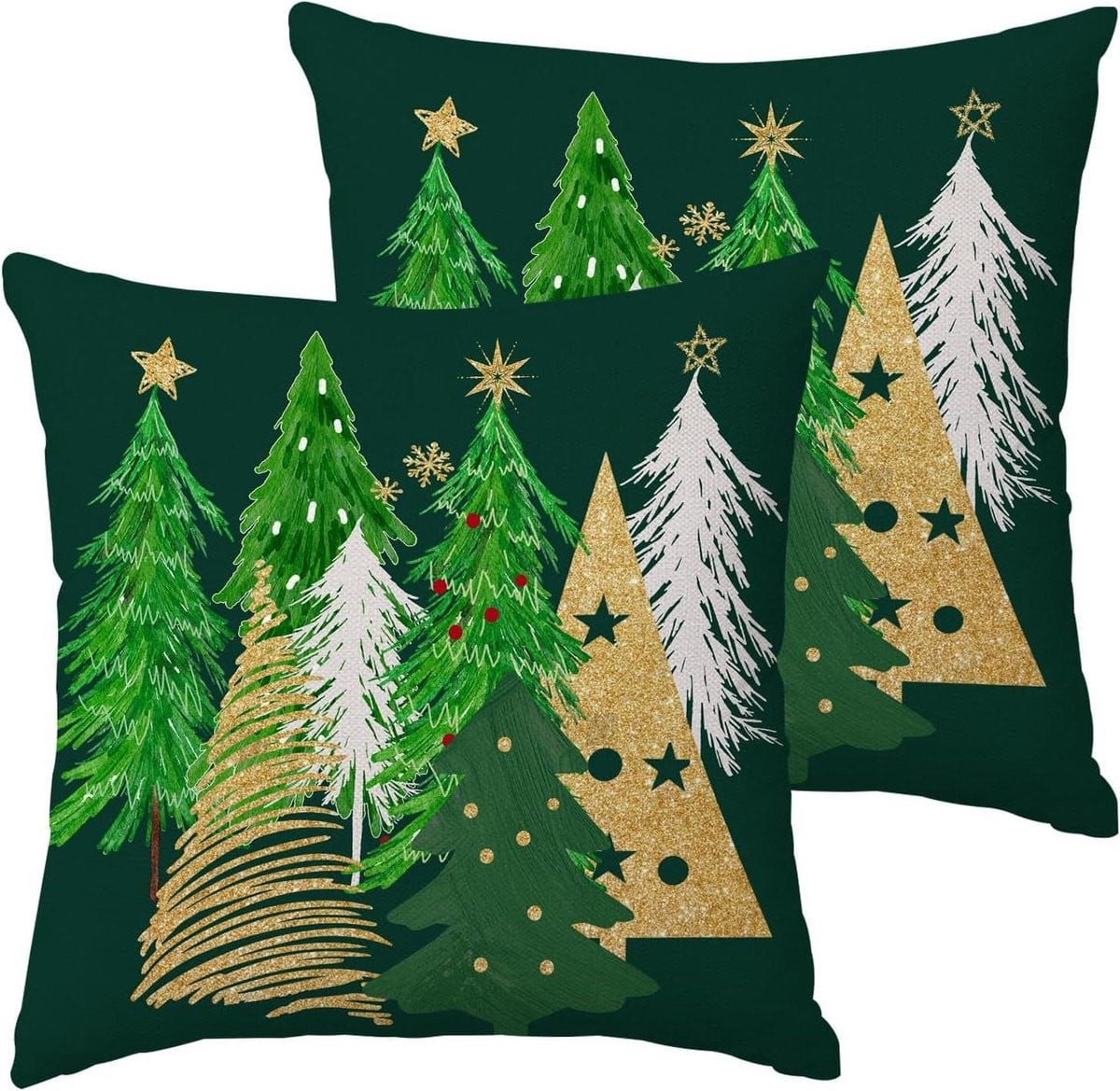 Groene kerstkussenslopen van zachte pluche stof - 50 x 50 cm