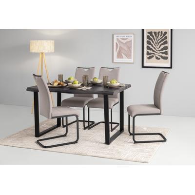 Essgruppe HELA "GISELLE Esszimmer, Essgruppe, Sitzgruppe", grau (grau, schlamm, schlamm, schwarz), Sitzmöbel-Sets, Essgruppe, Esstisch U-Gestell Metall, Tischplatte mit Baumkante, OTTOs Choice