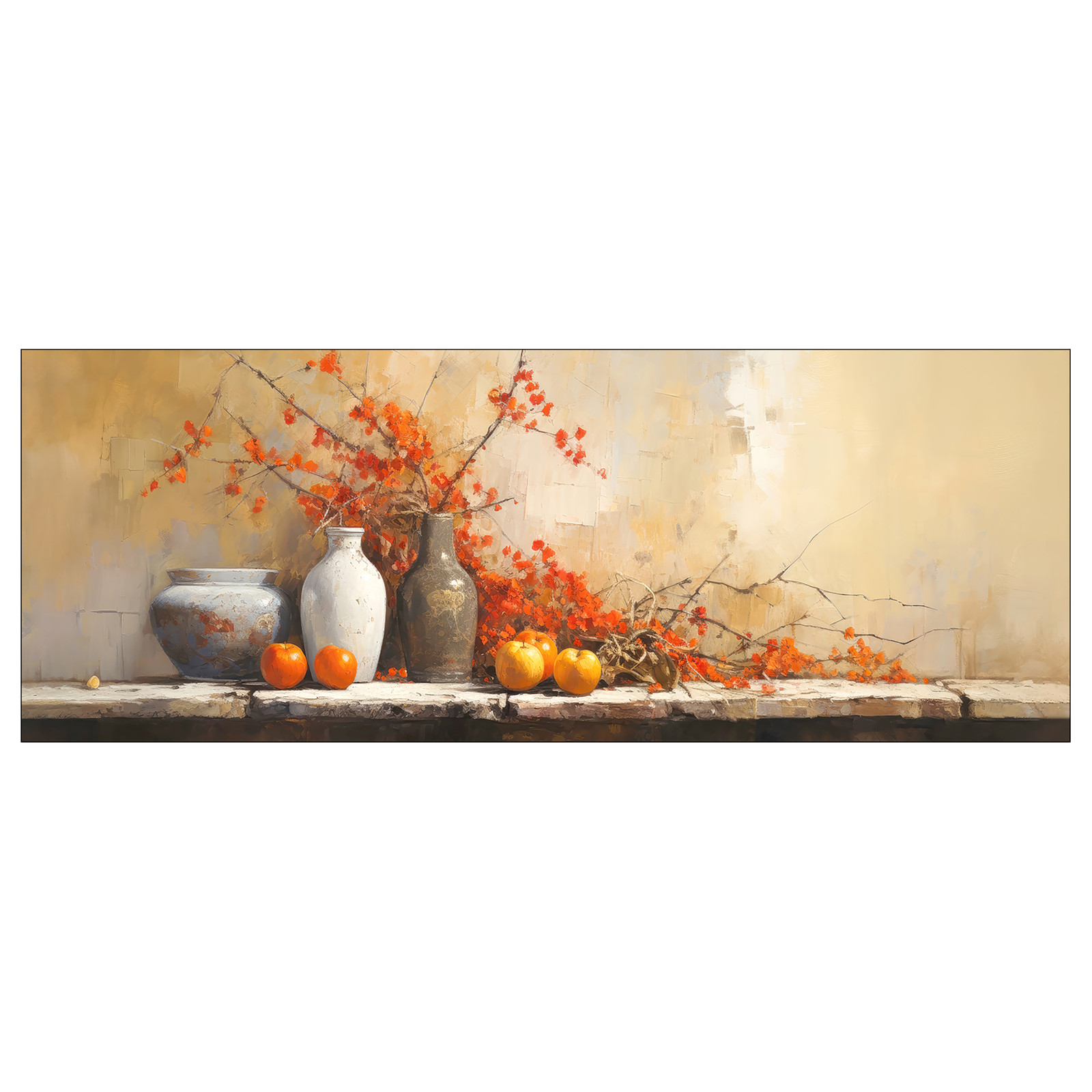 home24 Still Life On The Wall II Canvas Wanddecoratie Bruin/Oranje/Beige B: 77 cm, D: 27 cm, H: 2 cm