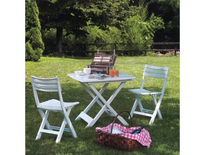 Ensemble table et chaises pliantes Blanc 80x72x70 cm