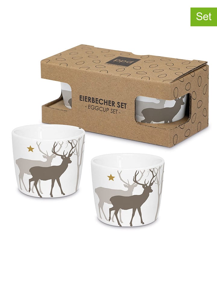 ppd 2er-Set: Eierbecher "Winter Deers" in Weiß/ Bunt - onesize