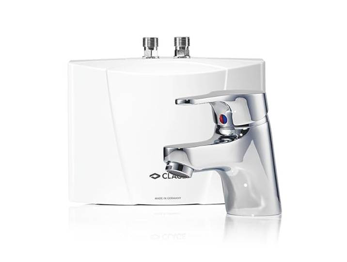 CLAGE M3/END Klein-Durchlauferhitzer 3,5 kW Set mit Armatur und Stecker Hydraulisch gesteuert, drucklose Einhebelarmatur, steckerfertig, für Handwaschbecken, VDE-GS geprüft, 1500-17243
