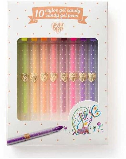 10 Stylos Gel Candy Lovely Paper - Djeco
