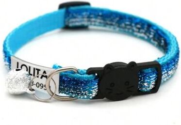 Uplift Picks Customized Glitter Cat Collar With Engraved ID Tag sky Blue