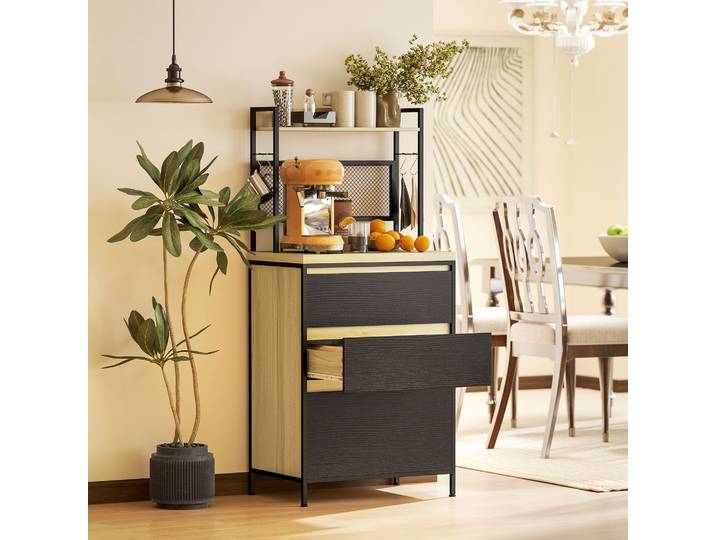 HOMCOM Armoire Cuisine Industrielle 3 Tiroirs 60x40x132cm