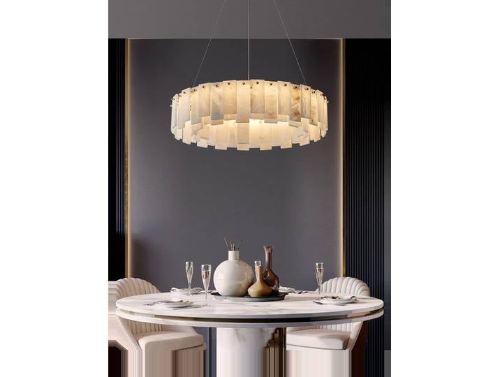 Lustre LED Dimmable Tendance 2026 au Design Marbre, Suspension Luminaire pour Salle à Manger