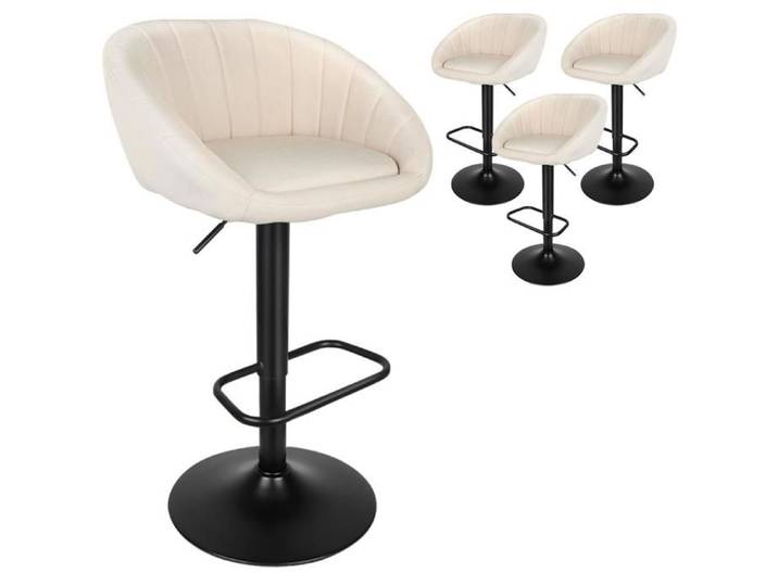 Lot de 4 Tabourets de Bar Chaises Bar Haute en Lin Tabourets de Comptoir avec Repose-Pieds pour Bar Cuisine Jusqu'à 120kg
