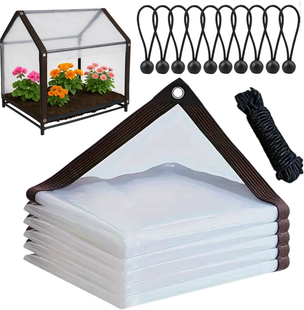 HomeDesign Serie Transparant Dekzeil 3x3m Weerbestendig 210g/m²