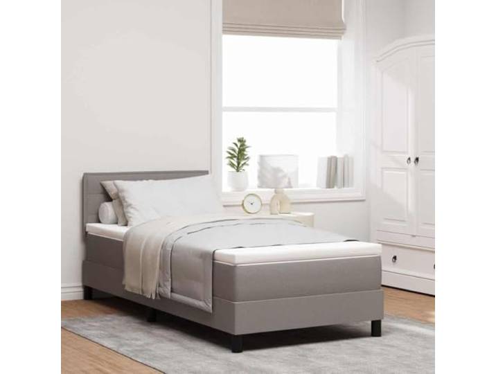 RJPLMFV Boxspringbett, Taupe, 90 x 190 cm, Stoff Verstellbarer Kopf, 2 Ebenen, Schaumstoff und Taschenfedern, massives Kiefernholz, modernes Design