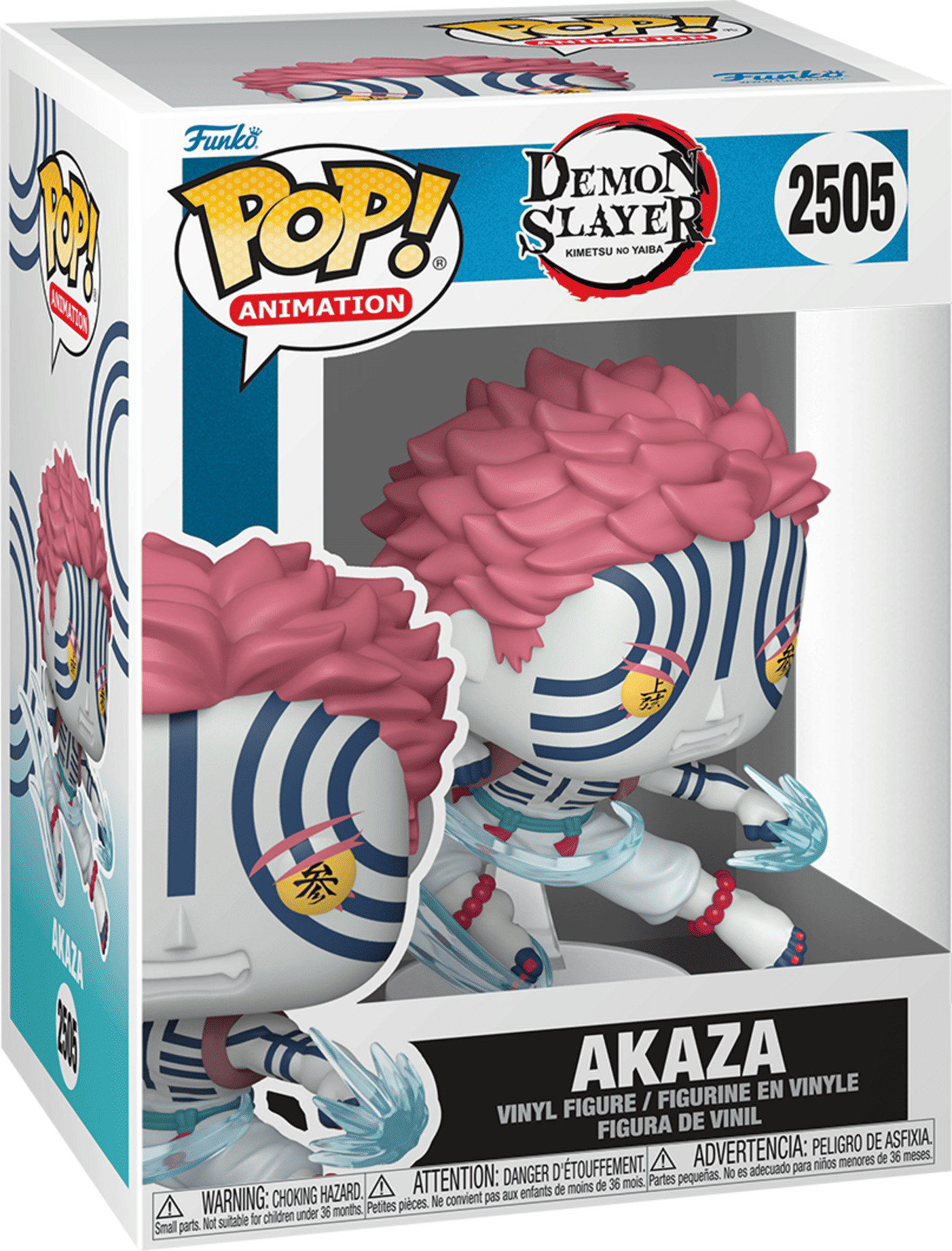 Funko Pop! Animation Demon Slayer Akaza Vinyl Figure #2043, 6 in/5 in/4 in, Blue, Funko