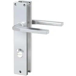 Basi Langschild-Drücker-Garnitur - ZB 4100 - Alu F1 - eckig - Lochung: WC