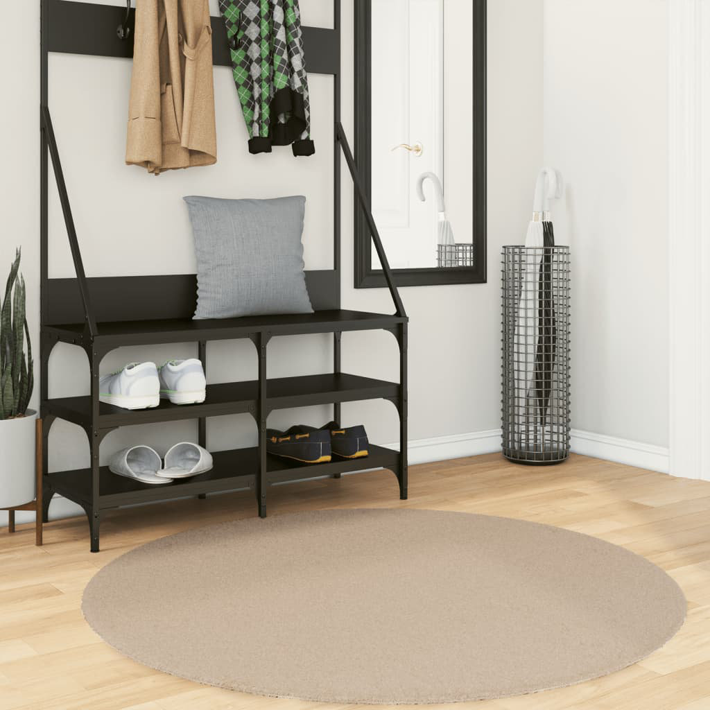 17 Stories Rug "HUARTE" Short Pile Soft and Washable Sand Sand Round 120cm