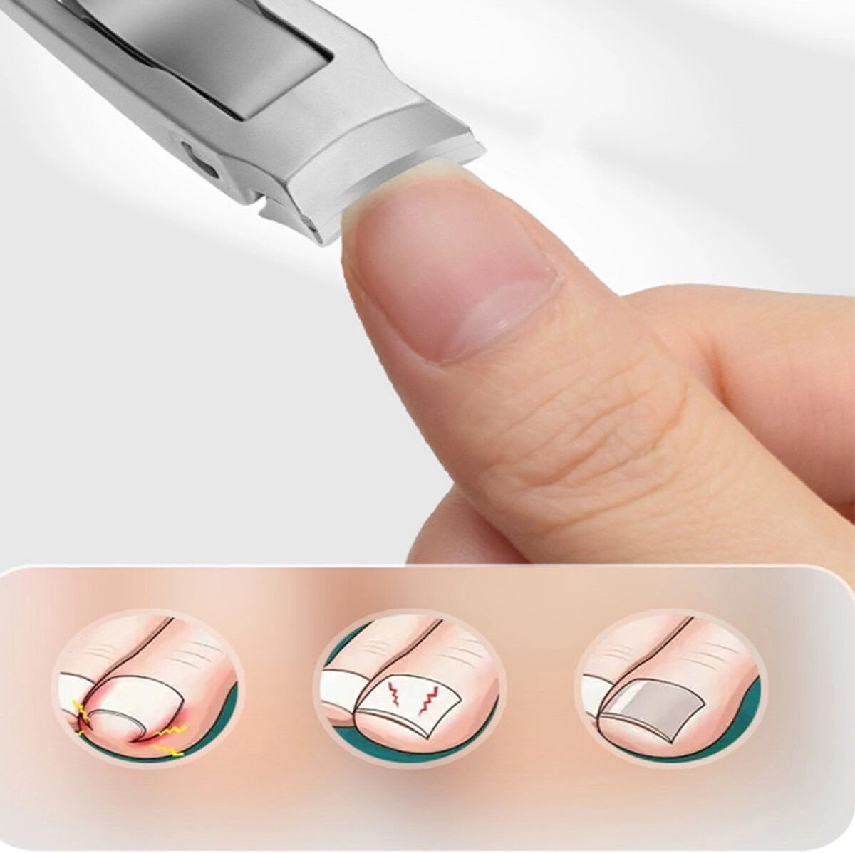 INF Schräg gebogenes Nagelknipser-Set mit Auffangbehälter, 2 Größen, Nagelhautschere und Nagelfeile, Edelstahlklingen