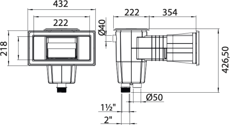 ASTRAL POOL Skimmer standard 15 L Astral piscine liner/béton/coque/panneaux