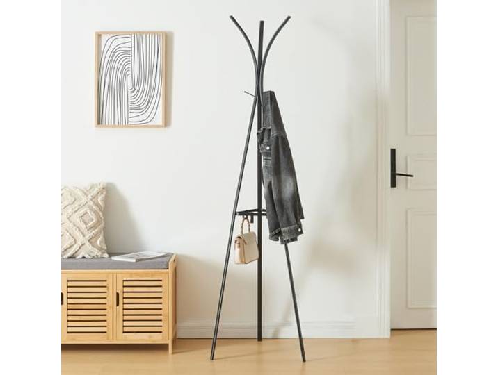 [en.casa] Garderobenständer Vevelstad Jackenständer mit 3 Einhängehaken Kleiderständer 181x52,5x52,5 cm Stahl