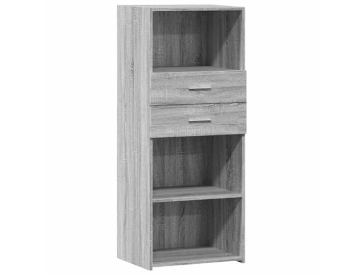 Roanoer Highboard Grau Sonoma 50x42,5x124 cm Beistellschrank Holzwerkstoff Kompakter Kommodenschrank für Schlafzimmer und Flur bietet durchdachten Stauraum mit pflegeleichten Oberflächen.