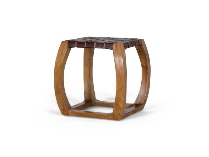 Tabouret artisanal en bois de mindi massif