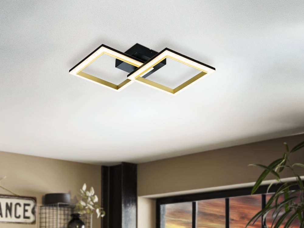 Eglo Calliera Slimme LED-plafondlamp - zwart/goud - B: 53 cm