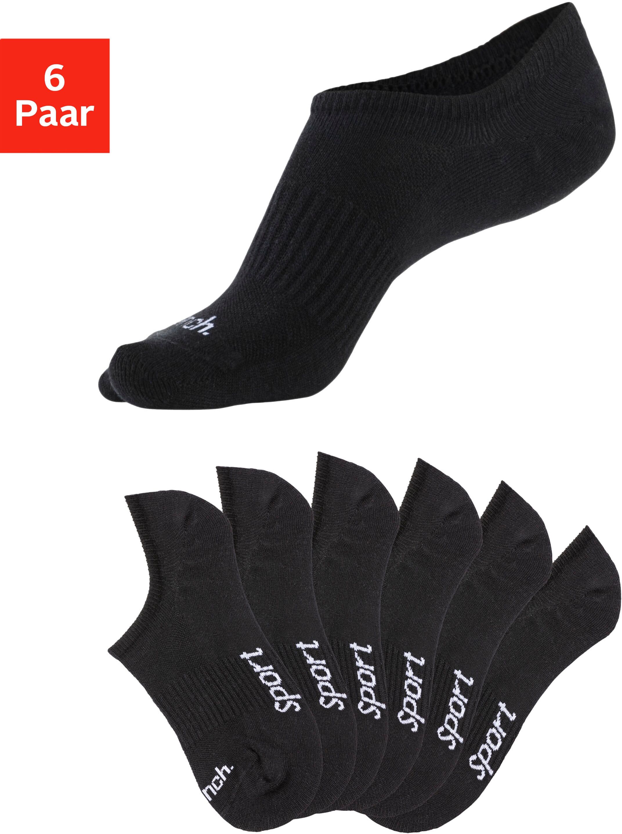 Sneakersocken BENCH., Herren, Gr. 39-42, schwarz (6x schwarz), Baumwollmischung, unifarben, elastisch, Socken Sneakersocken, nicht sichtbar in Sneakern 6x schwarz 39-42