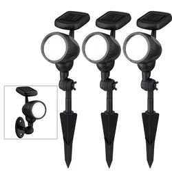 Außenleuchte Solarlampe Solarleuchte Steckleuchte Lampe Garten, IP44 Erdspieß Akku beweglicher Spot, schwarz, 1x LED warmweiß, LxH 8,5x17cm, 3er Set
