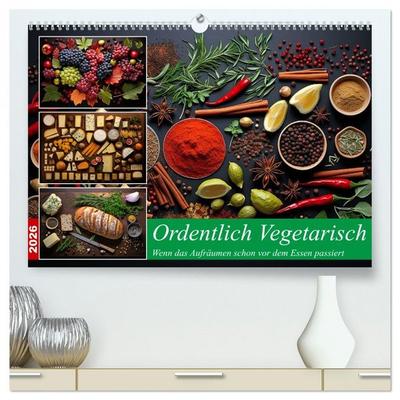 Ordentlich Vegetarisch (hochwertiger Premium Wandkalender 2026 DIN A2 quer), Kunstdruck in Hochglanz