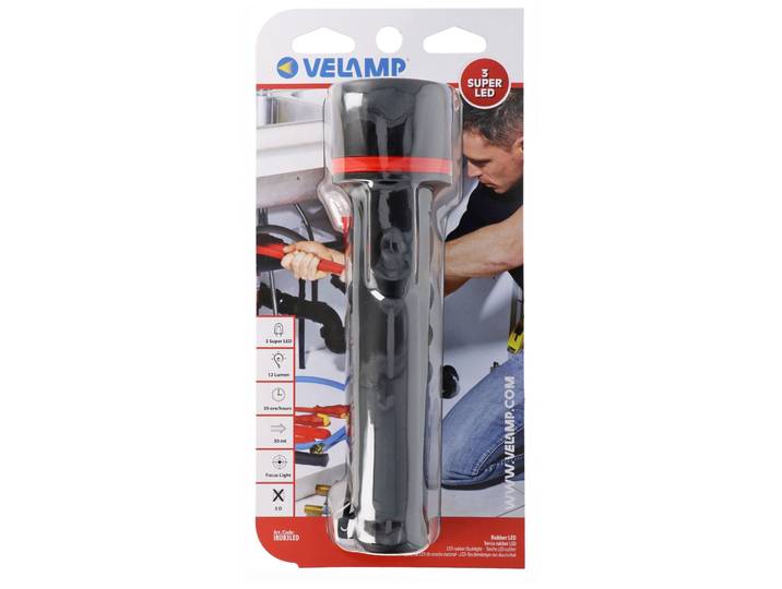 Velamp IRUB3LED - Rubber LED zaklamp - 3x D batterijen - Waterproof